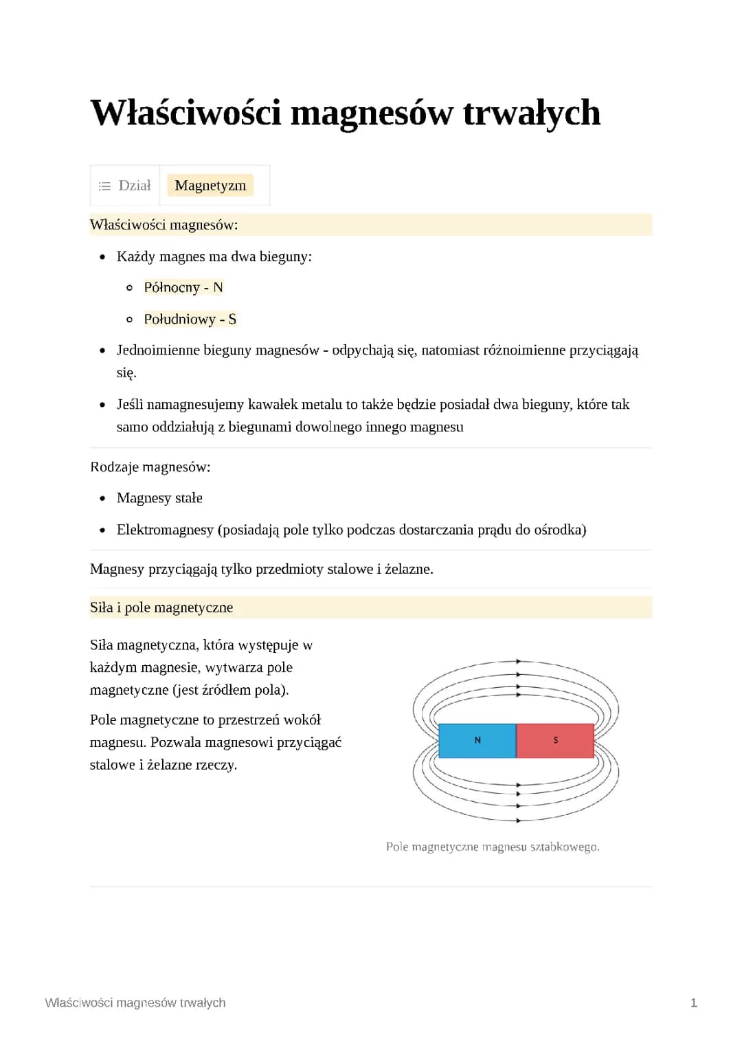 Właściwości magnesów trwałych