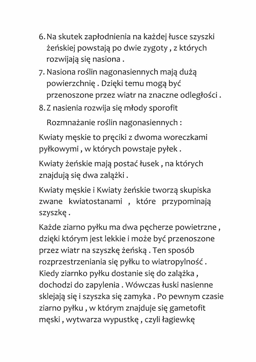 ROŚLINY NAGONASIENNE
To drzewa oraz krzewy. Większość należy do roślin
iglastych. Mają one igły lub łuski. Zrzucają je
stopniowo co kilka la