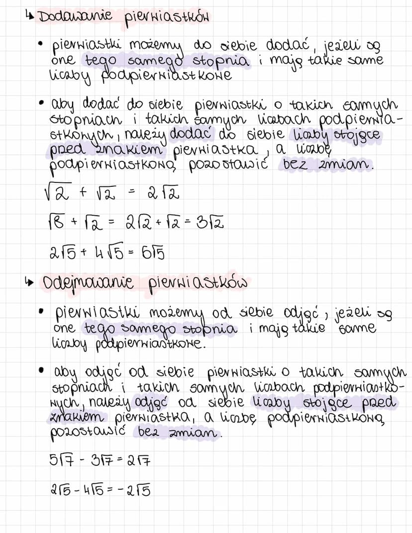 PIERWIASTKI
Definicja pierwiastka
pierwiastkiem n- tego stopnia z liczby nieujemnej a nazywamy
tako, nieujeming liczbę, b, która podniesiona
