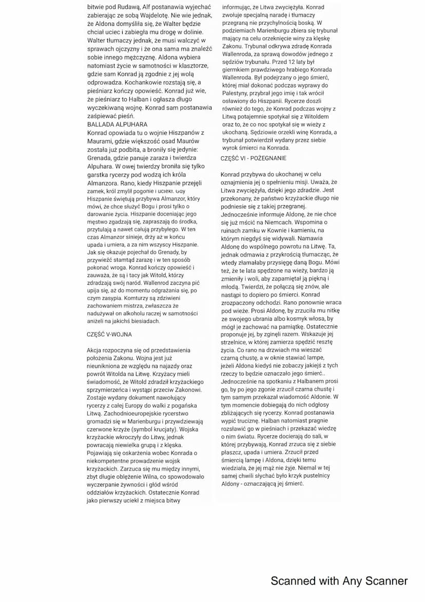 Konrad Wallenrod
Adam Mickiewicz
Czas i miejsce akcji: 1391-1393r.
Marjenburg(obecny Malbork), ale także
Kowno, Wilno i Rudawa.
Gatunek lite