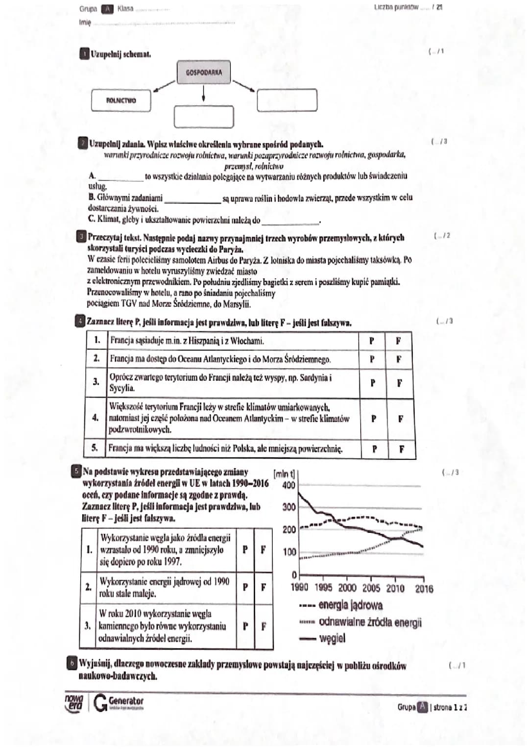 Sprawdzian z Geografii kl. 6