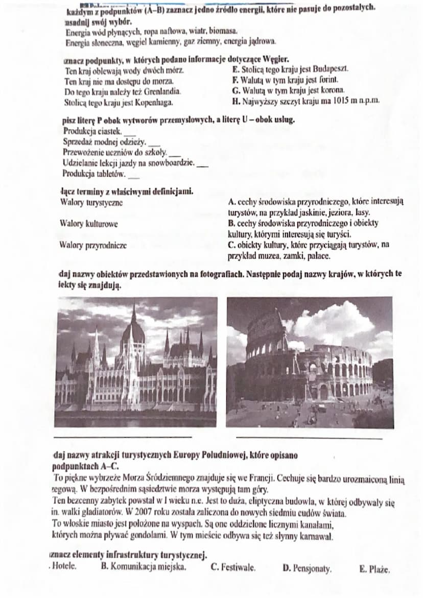 Grupa Klasa
Imię
Uzupelnij schemat.
ROLNICTWO
GOSPODARKA
Liczba punktow/25
Uzupelnij zdania. Wpisz właściwe określenia wybrane spośród podan