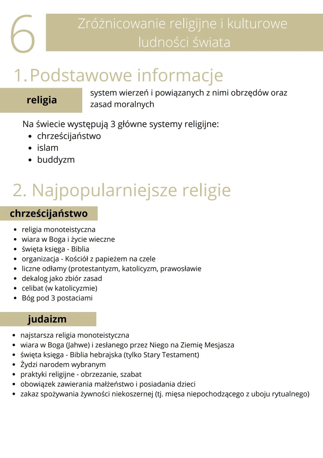 
<h2 id="rodzajereligii">Rodzaje religii</h2>
<p>Najstarsza religia świata to hinduizm, a główne religie świata to chrześcijaństwo, judaizm,