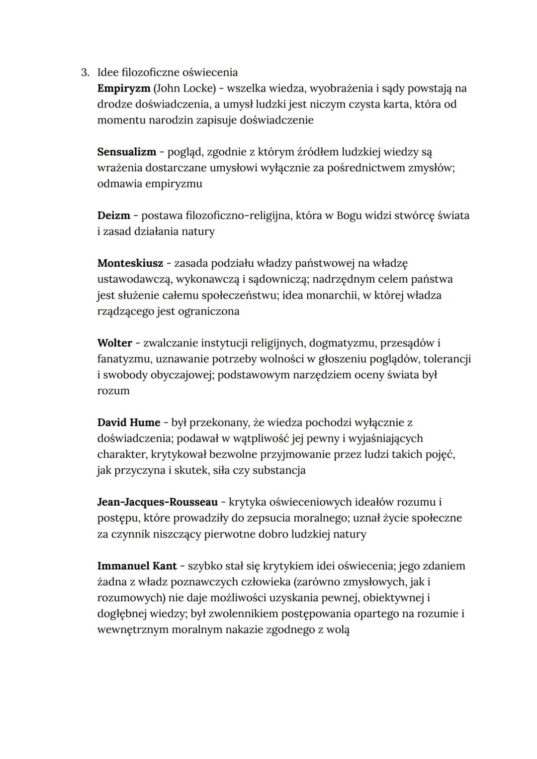 Wiedza z oświecenia
1. Periodyzacja, daty trwania epoki i jej podział
Polska:
początek: I połowa XVIII w. (ok. 1740)
koniec: I połowa XIX w.