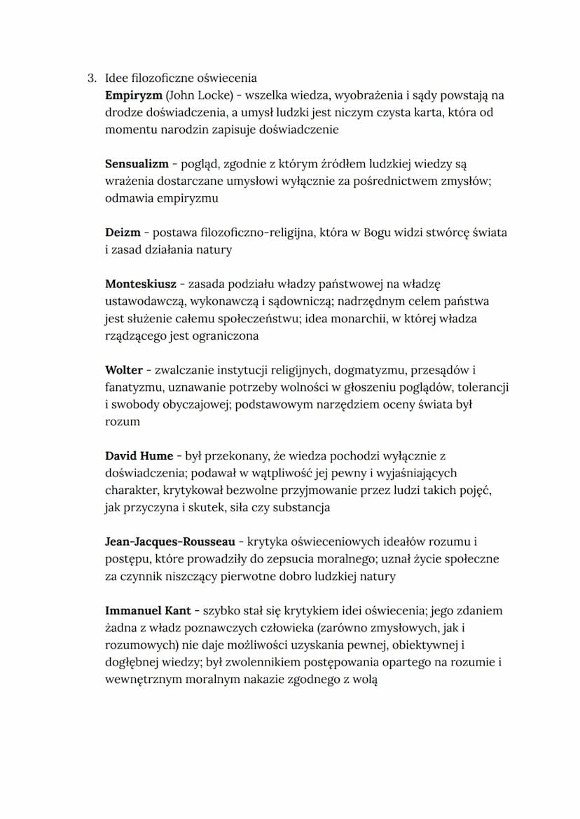 Wiedza z oświecenia
1. Periodyzacja, daty trwania epoki i jej podział
Polska:
początek: I połowa XVIII w. (ok. 1740)
koniec: I połowa XIX w.