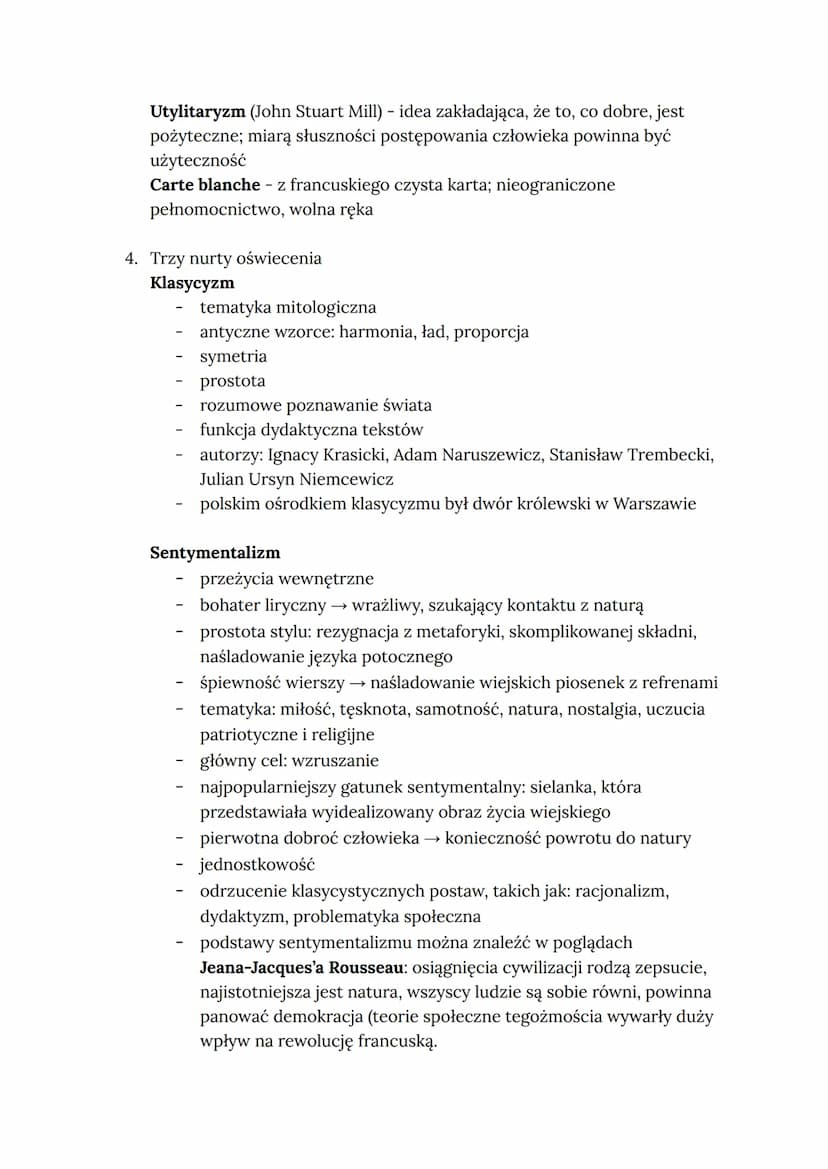 Wiedza z oświecenia
1. Periodyzacja, daty trwania epoki i jej podział
Polska:
początek: I połowa XVIII w. (ok. 1740)
koniec: I połowa XIX w.