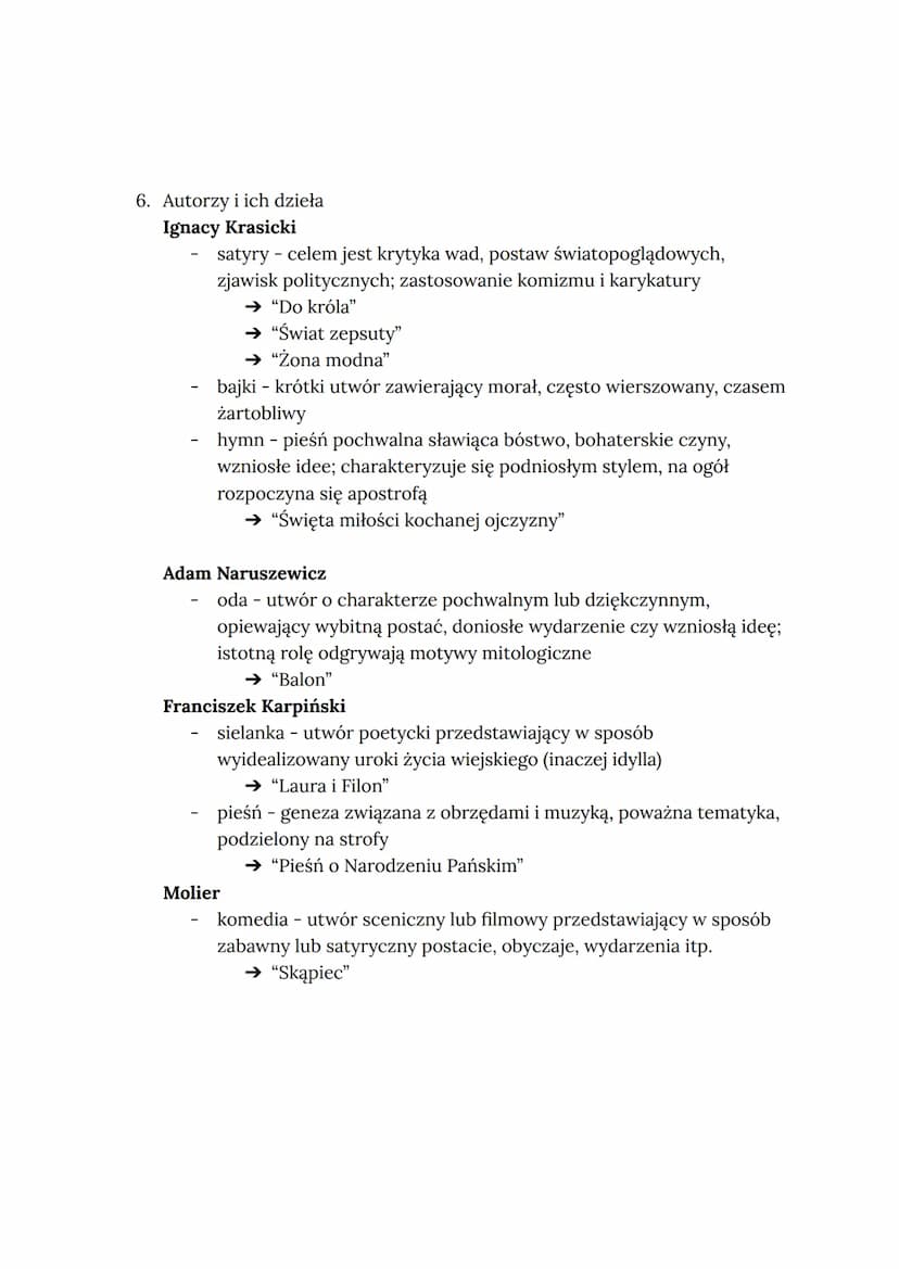 Wiedza z oświecenia
1. Periodyzacja, daty trwania epoki i jej podział
Polska:
początek: I połowa XVIII w. (ok. 1740)
koniec: I połowa XIX w.