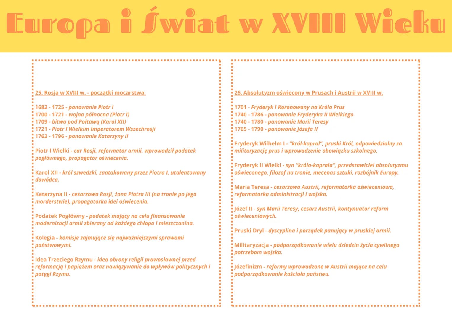 Europa i Świat w XVIII Wieku
23. Postęp techniczny i przemiany gospodarcze w XVIII stuleciu:
1763 - skonstruowanie maszyny parowej Watta,
17