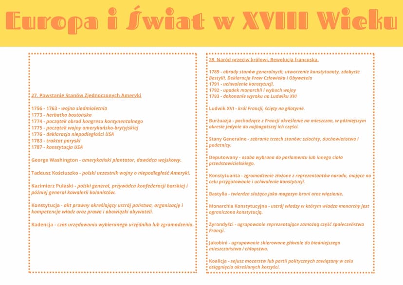 Europa i Świat w XVIII Wieku
23. Postęp techniczny i przemiany gospodarcze w XVIII stuleciu:
1763 - skonstruowanie maszyny parowej Watta,
17