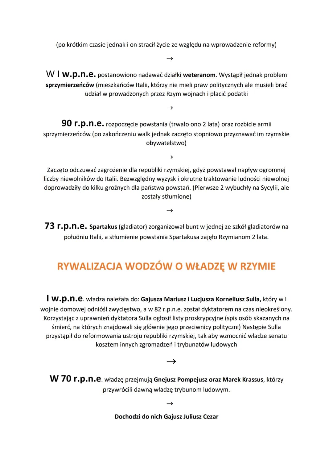 POCZĄTKI CESARSTWA RZYMSKIEGO
KRYZYS REPUBLIKI RZYMSKIEJ
W drugiej połowie II w.p.n.e. w rzymskiej republice doszło do gwałtownych konfliktó