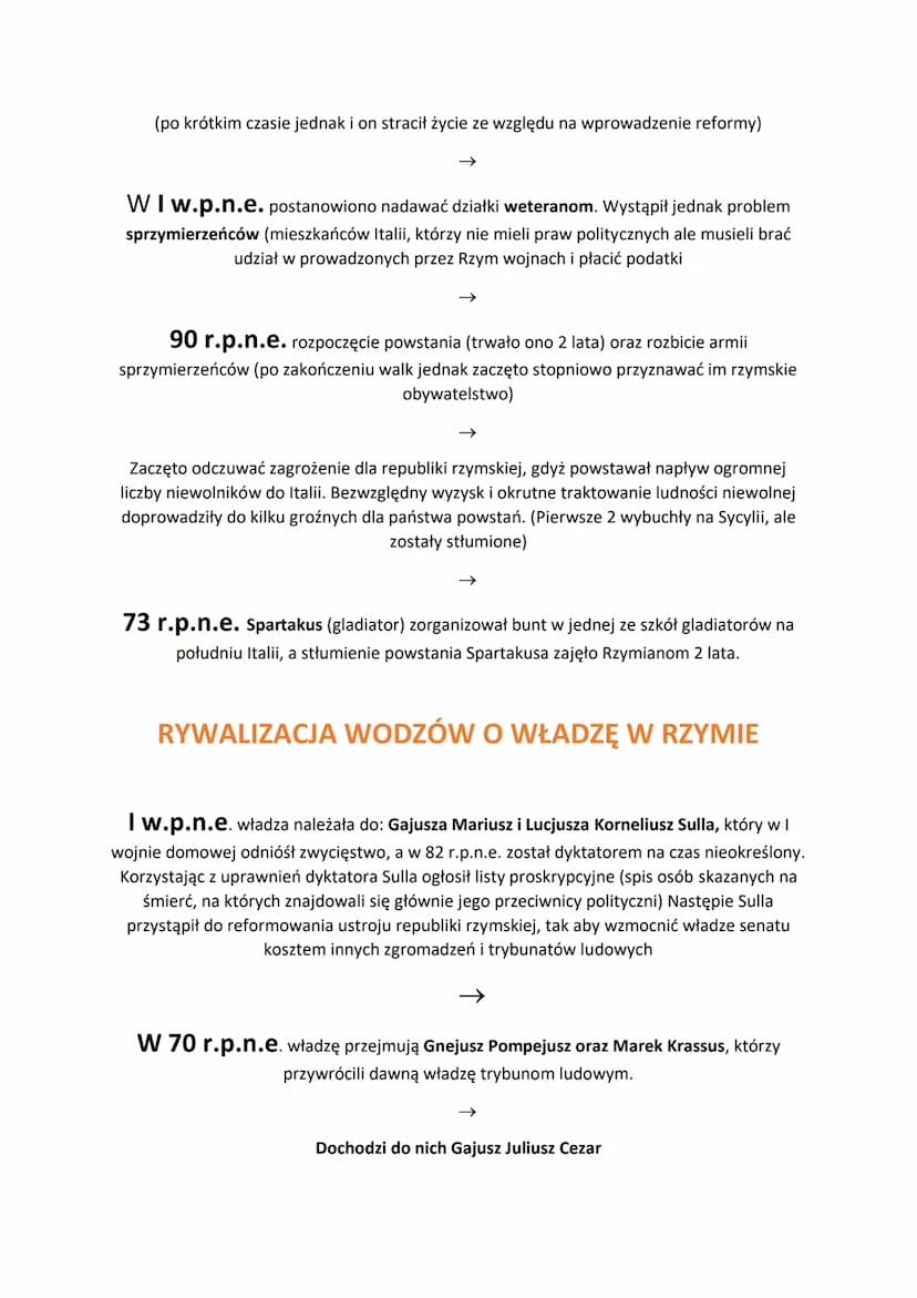 POCZĄTKI CESARSTWA RZYMSKIEGO
KRYZYS REPUBLIKI RZYMSKIEJ
W drugiej połowie II w.p.n.e. w rzymskiej republice doszło do gwałtownych konfliktó