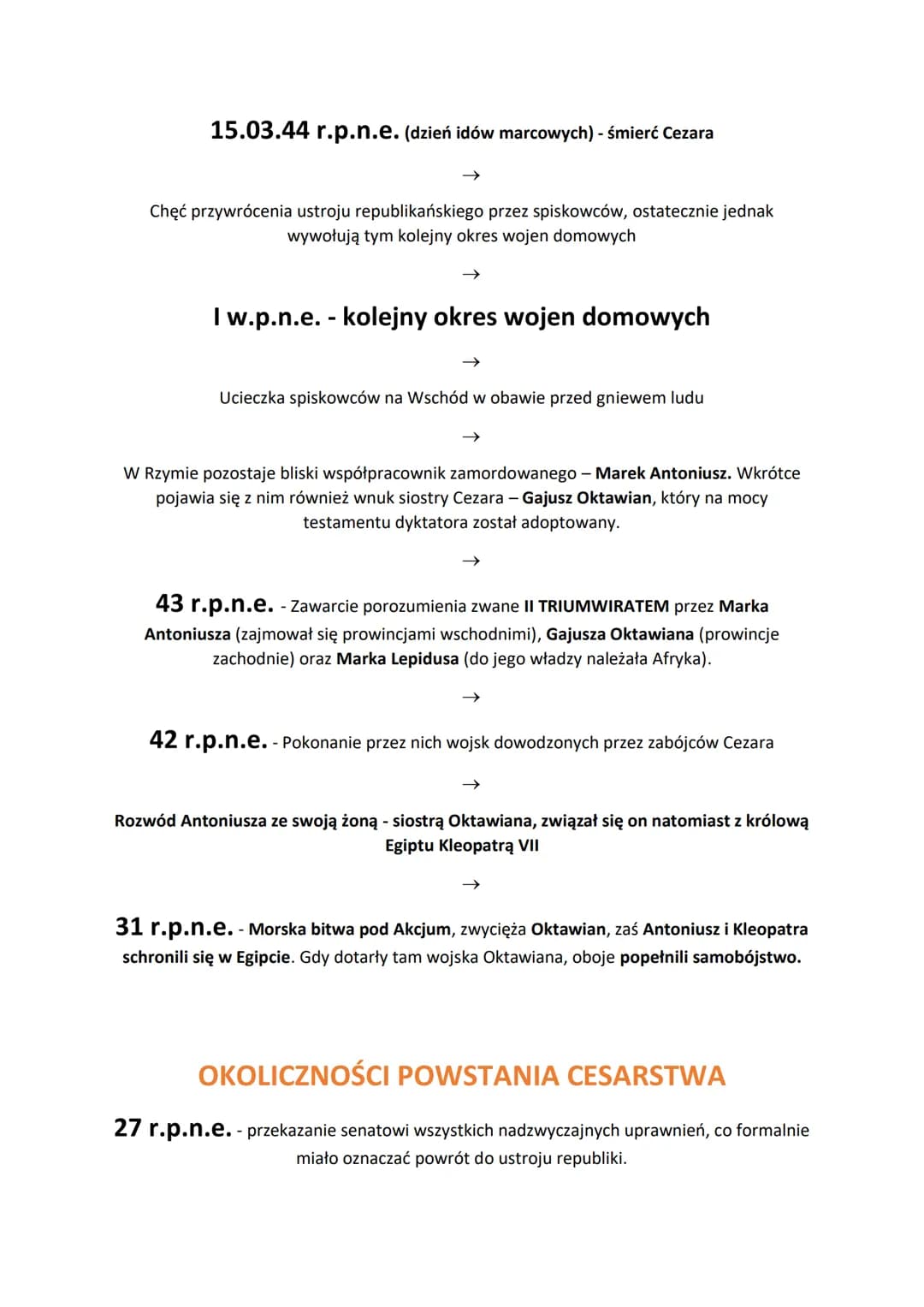 POCZĄTKI CESARSTWA RZYMSKIEGO
KRYZYS REPUBLIKI RZYMSKIEJ
W drugiej połowie II w.p.n.e. w rzymskiej republice doszło do gwałtownych konfliktó
