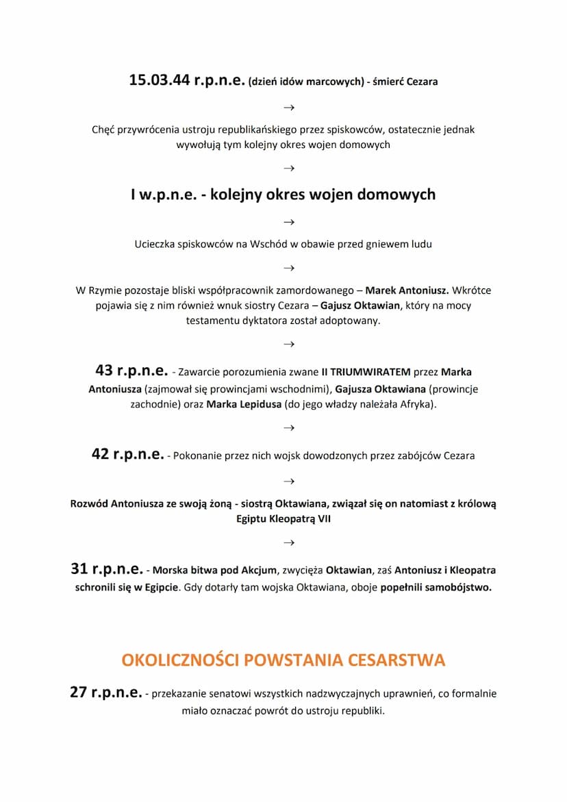 POCZĄTKI CESARSTWA RZYMSKIEGO
KRYZYS REPUBLIKI RZYMSKIEJ
W drugiej połowie II w.p.n.e. w rzymskiej republice doszło do gwałtownych konfliktó