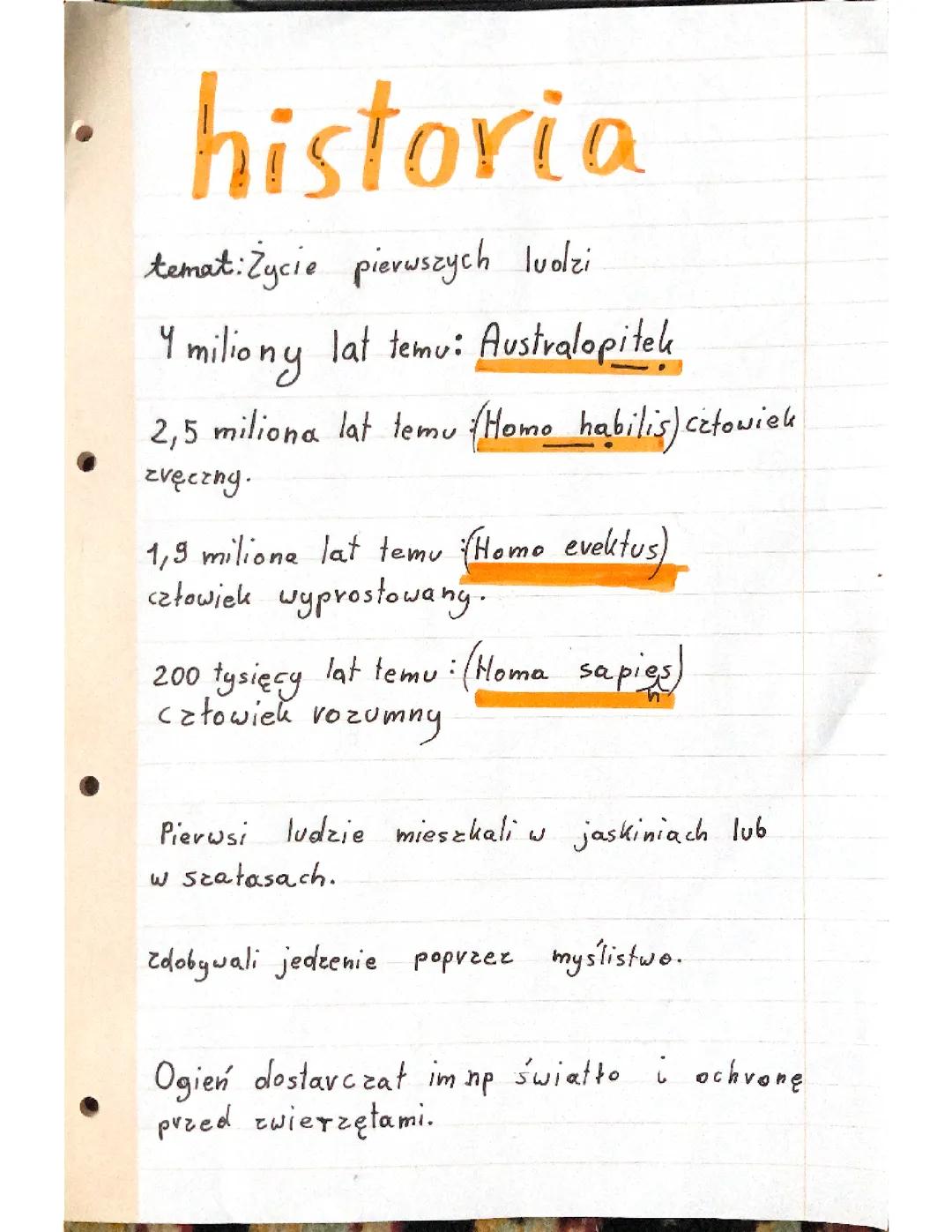 Historia : życie pierwszych ludzi 5 klasa