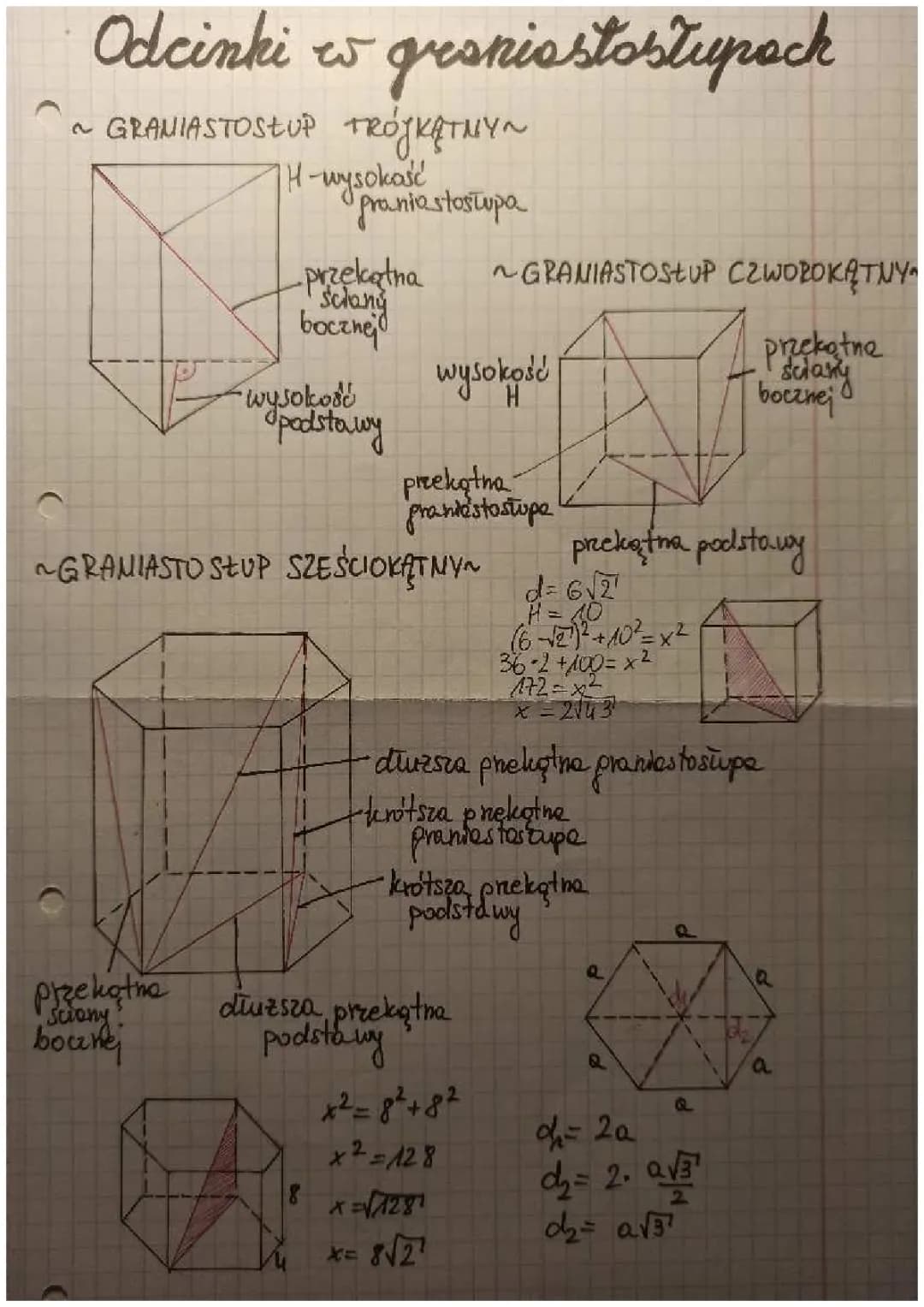 odcinki w graniastosłupach