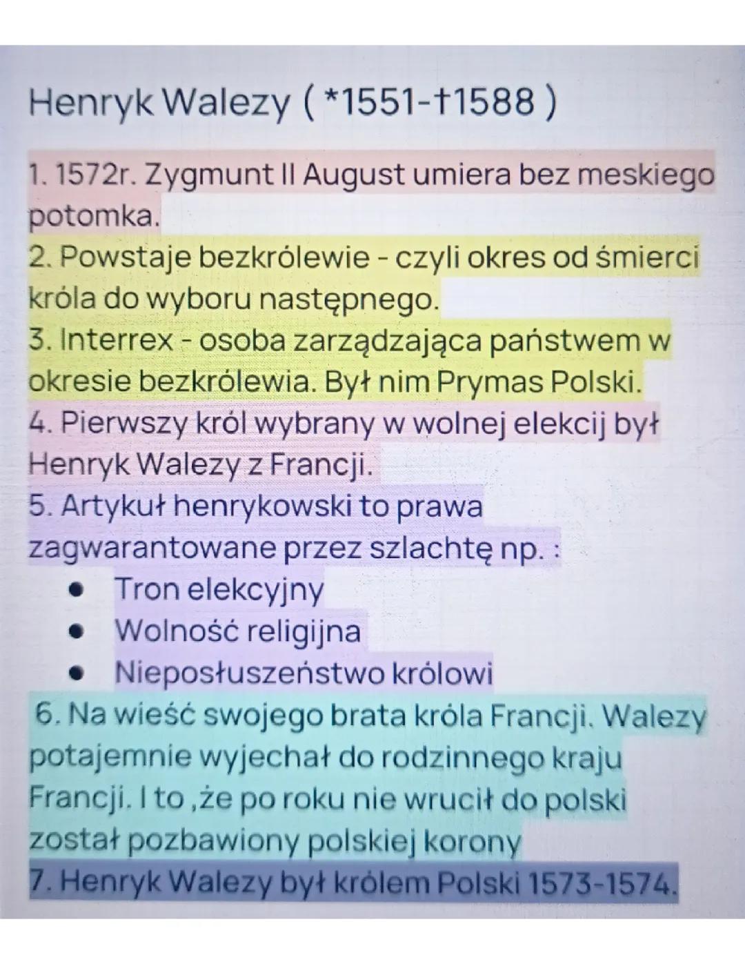Historia klasa 6: Henryk Walezy i pierwsza wolna elekcja