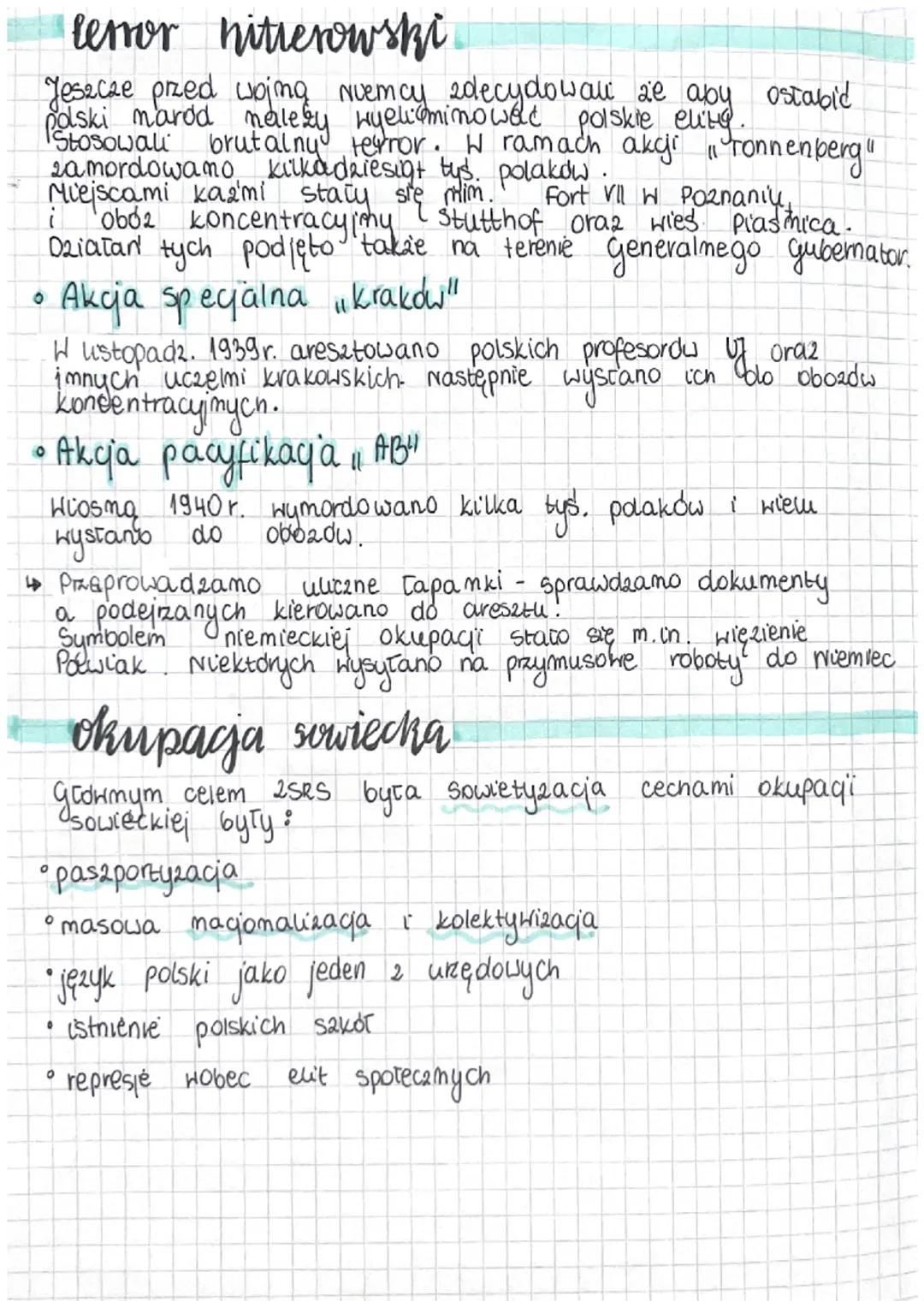 Dwie okripacje
Podział ziem polskich
↳ 28 września 1939 roku podpisano traktakt niemiecko-
traktakt O granicach
sowiecki
przyjaznil.
Liemie 