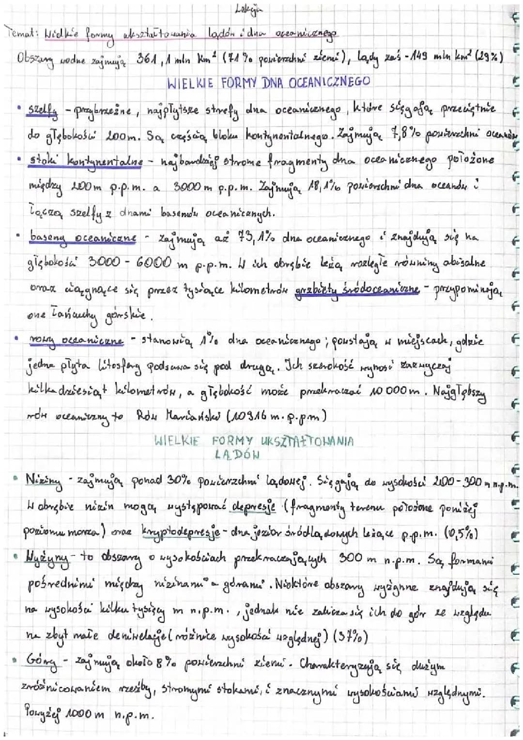 Wielkie formy ukształtowania lądów i dna oceanicznego
