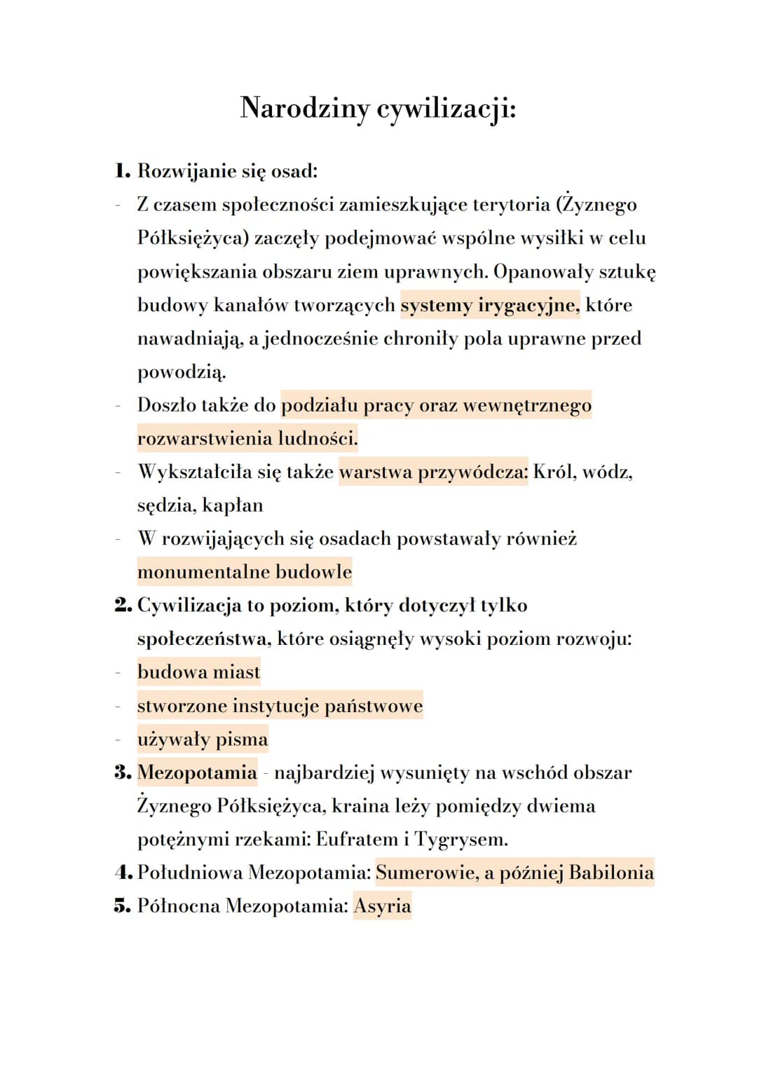 Narodziny cywilizacji:
1. Rozwijanie się osad:
Z czasem społeczności zamieszkujące terytoria (Żyznego
Półksiężyca) zaczęły podejmować wspóln