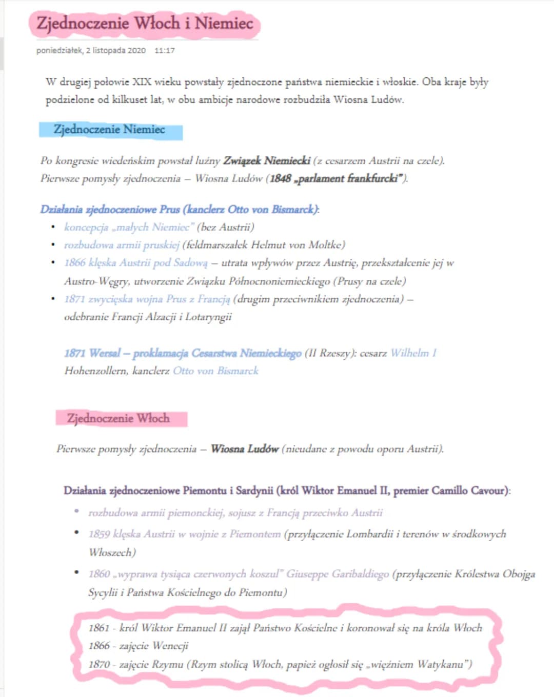 
<p><strong>Notatka</strong></p>
<p>Data: poniedziałek, 2 listopada 2020 11:17</p>
<p>W drugiej połowie XIX wieku powstały zjednoczone państ