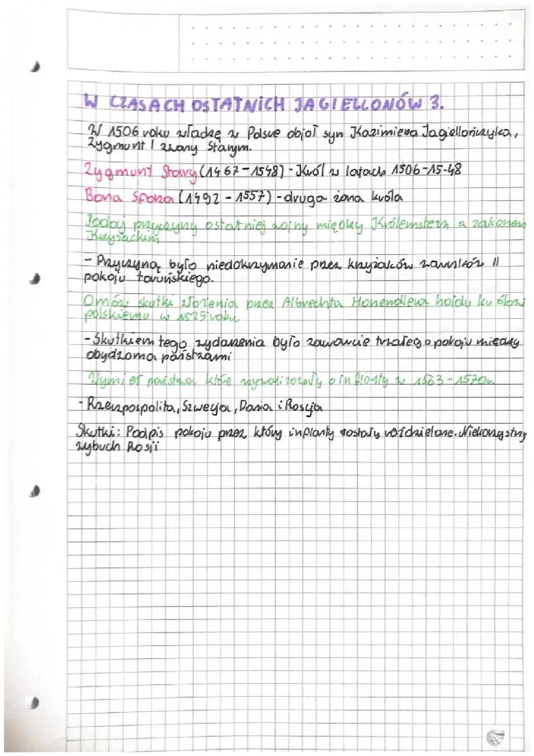W Czasach Ostatnich Jagiellonów - Notatka Historyczna