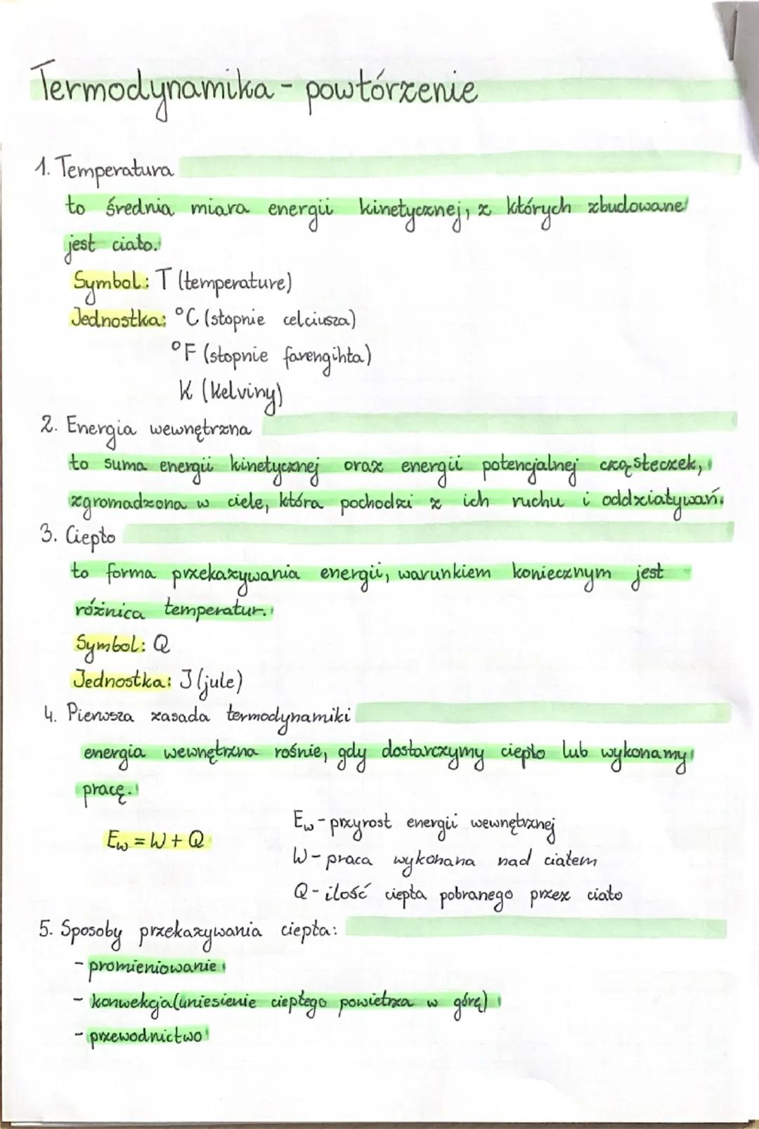 # Termodynamika - powtórzenie

1. Temperatura
to średnia miara energii kinetycznej, z których zbudowane
jest ciato.
Symbol: T (temperature)
