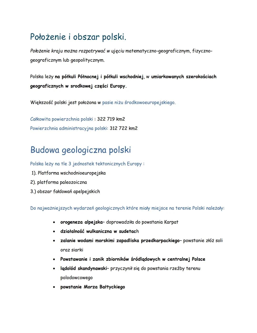# Położenie i obszar polski.
Położenie kraju można rozpatrywać w ujęciu matematyczno-geograficznym, fizyczno-
geograficznym lub geopolityczn