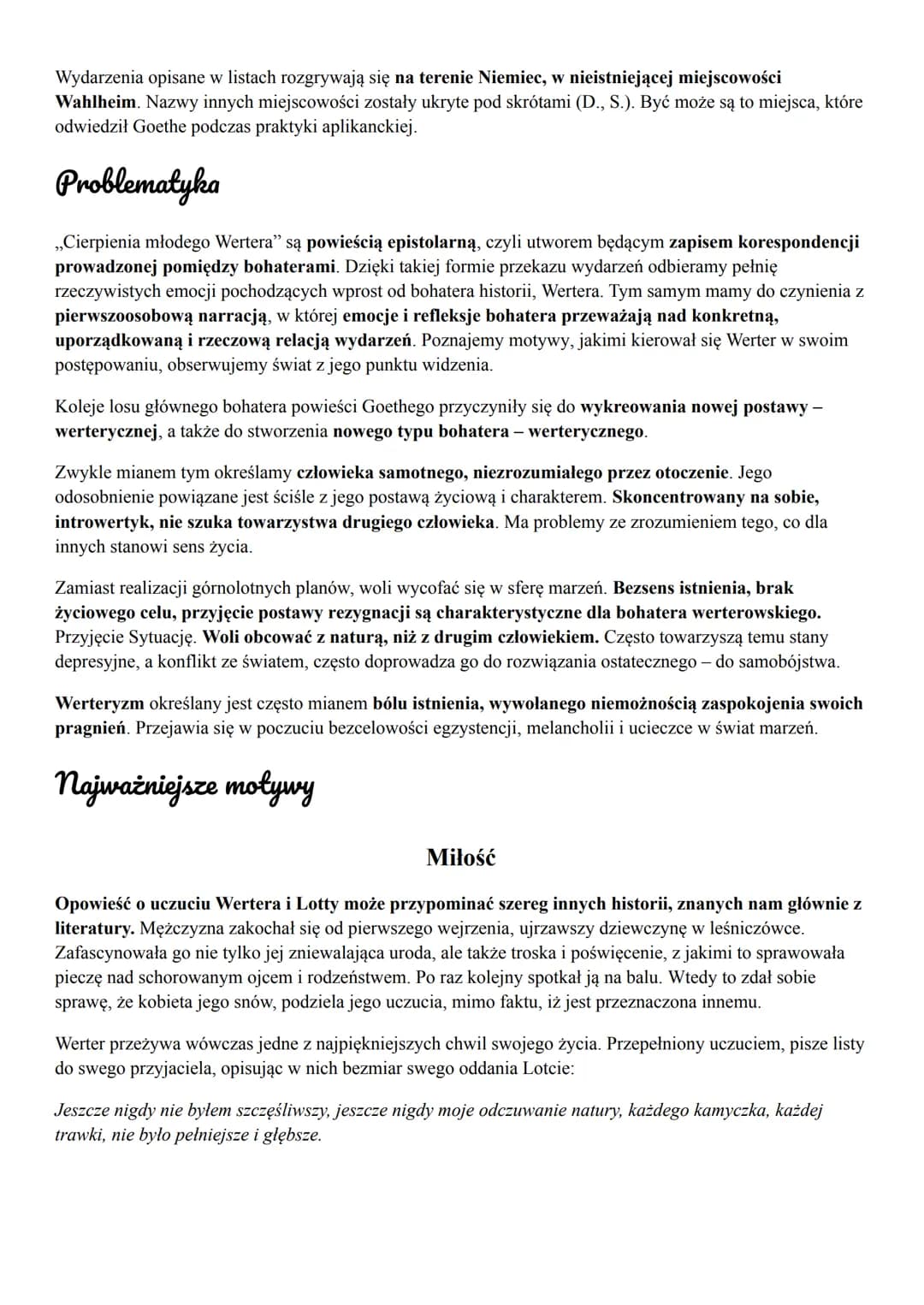 
<p>Dzieło zostało zainspirowane przez doświadczenia Goethego z wczesnej młodości. Po wizycie w Wetzlarze w 1772 roku, gdzie poznał Charlott