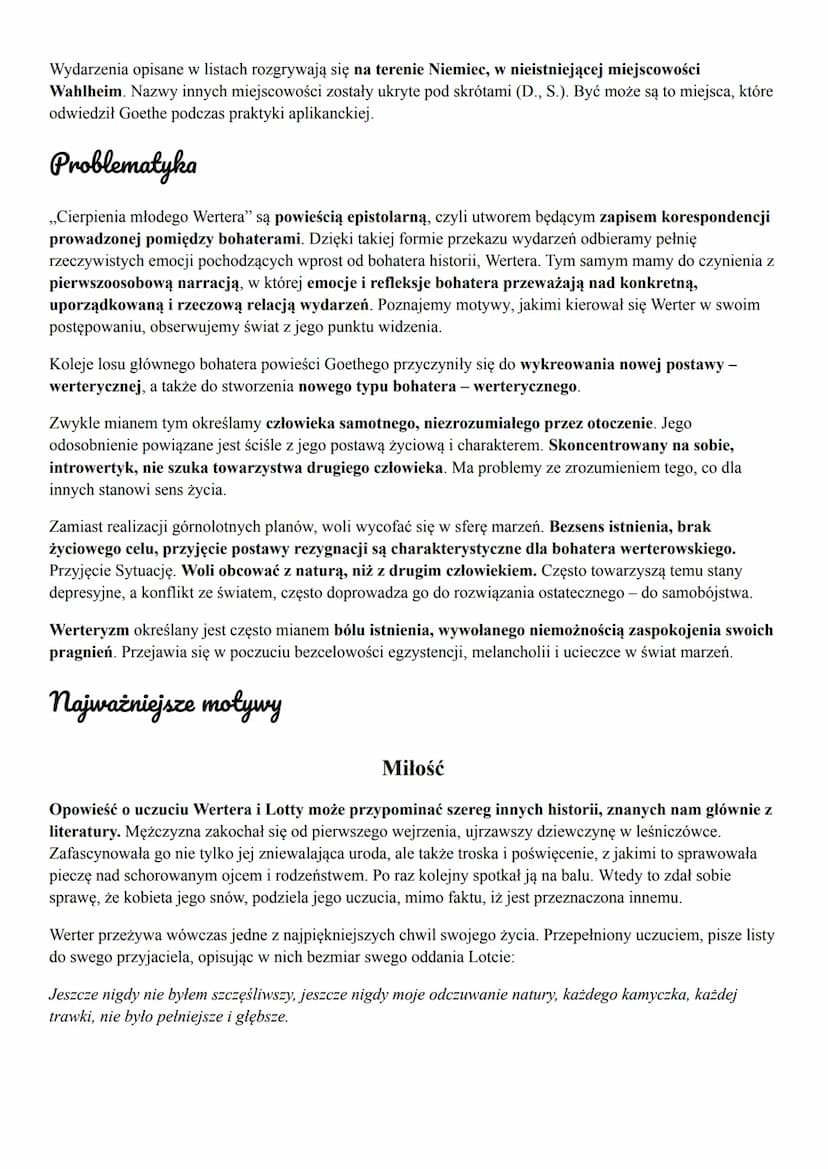 
<p>Dzieło zostało zainspirowane przez doświadczenia Goethego z wczesnej młodości. Po wizycie w Wetzlarze w 1772 roku, gdzie poznał Charlott