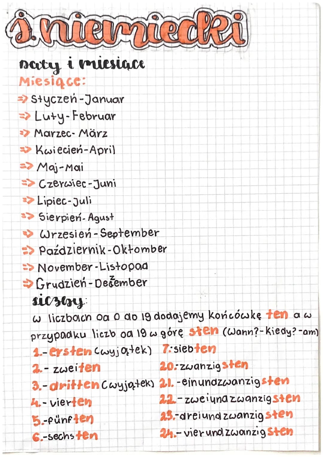 Antermiecki
Daty i miesiące
Miesiące:
=>Styczeń-Januar
→Luty-Februar
Marzec- März
Kwiecień-April
=> Maj-Mai
=> Czerwiec-Juni
Lipiec-Juli
Sie