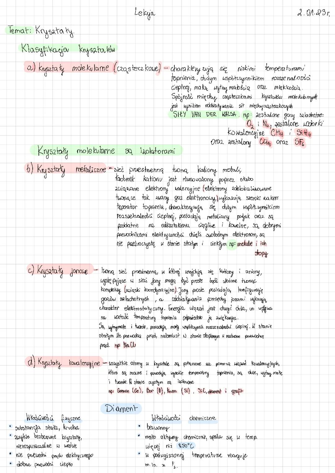 Notatki z Chemii Rozszerzonej - PDF do Matury i Kryształy