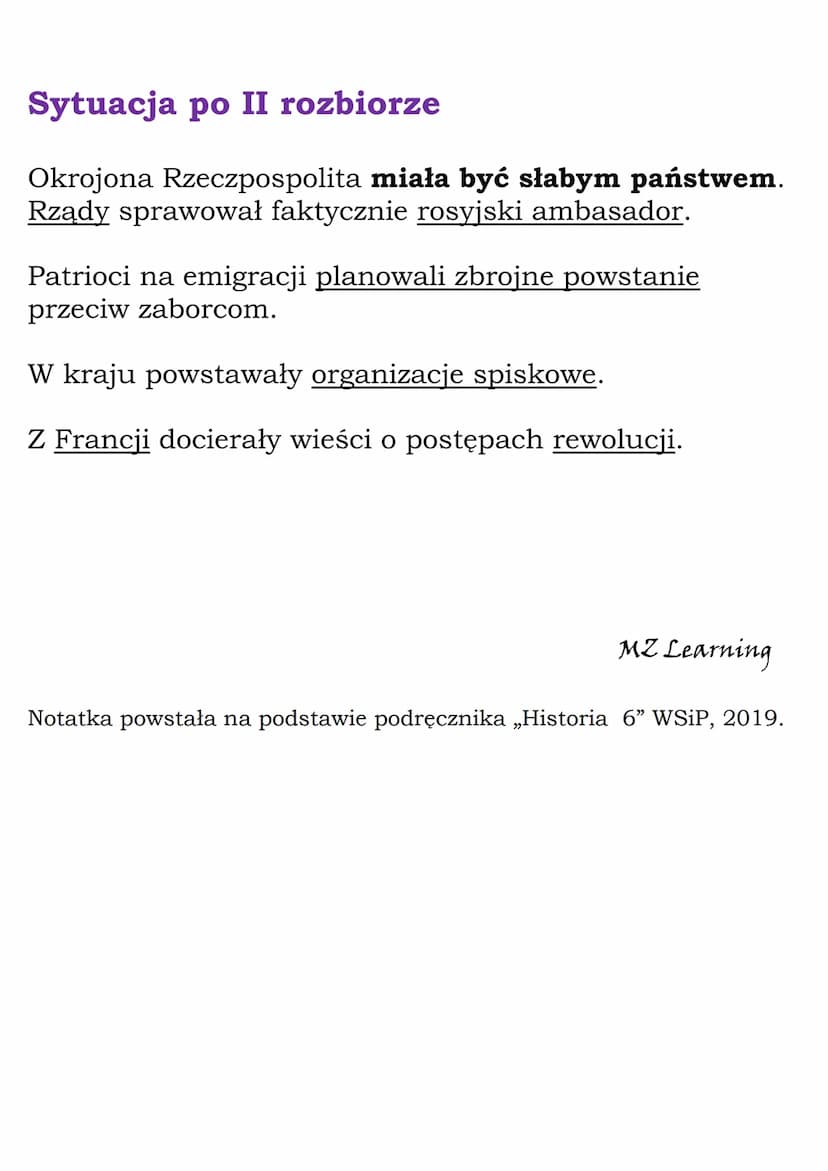 Wojna w obronie konstytucji
i II rozbiór Rzeczypospolitej
Wojna polsko-rosyjska w 1792 roku
Rosja i inni zaborcy nie chcieli, żeby Rzeczposp