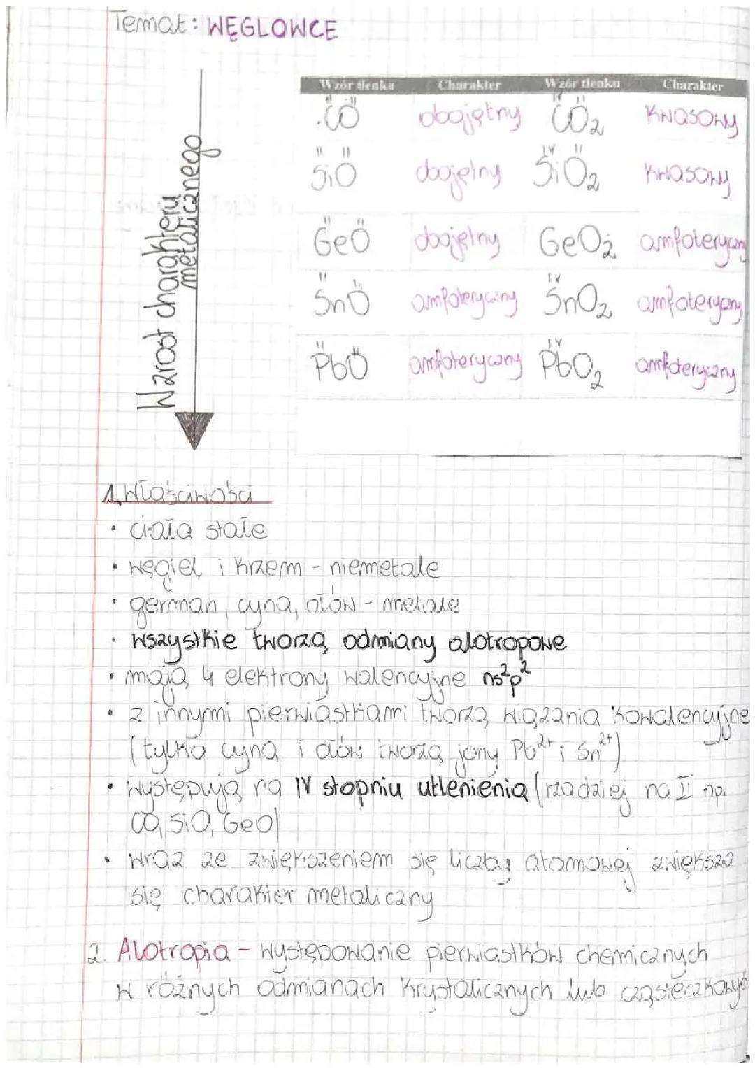 Węglowodorowce - właściwości, odmiany alotropowe i ich związki