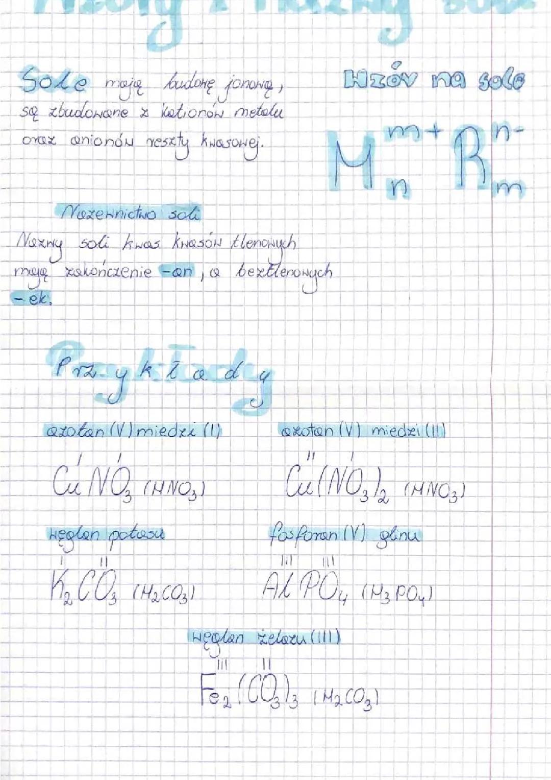 Wzory i Nazwy Soli Klasa 8 - Tabela, Kartkówka, Wszystkie Wzory Soli