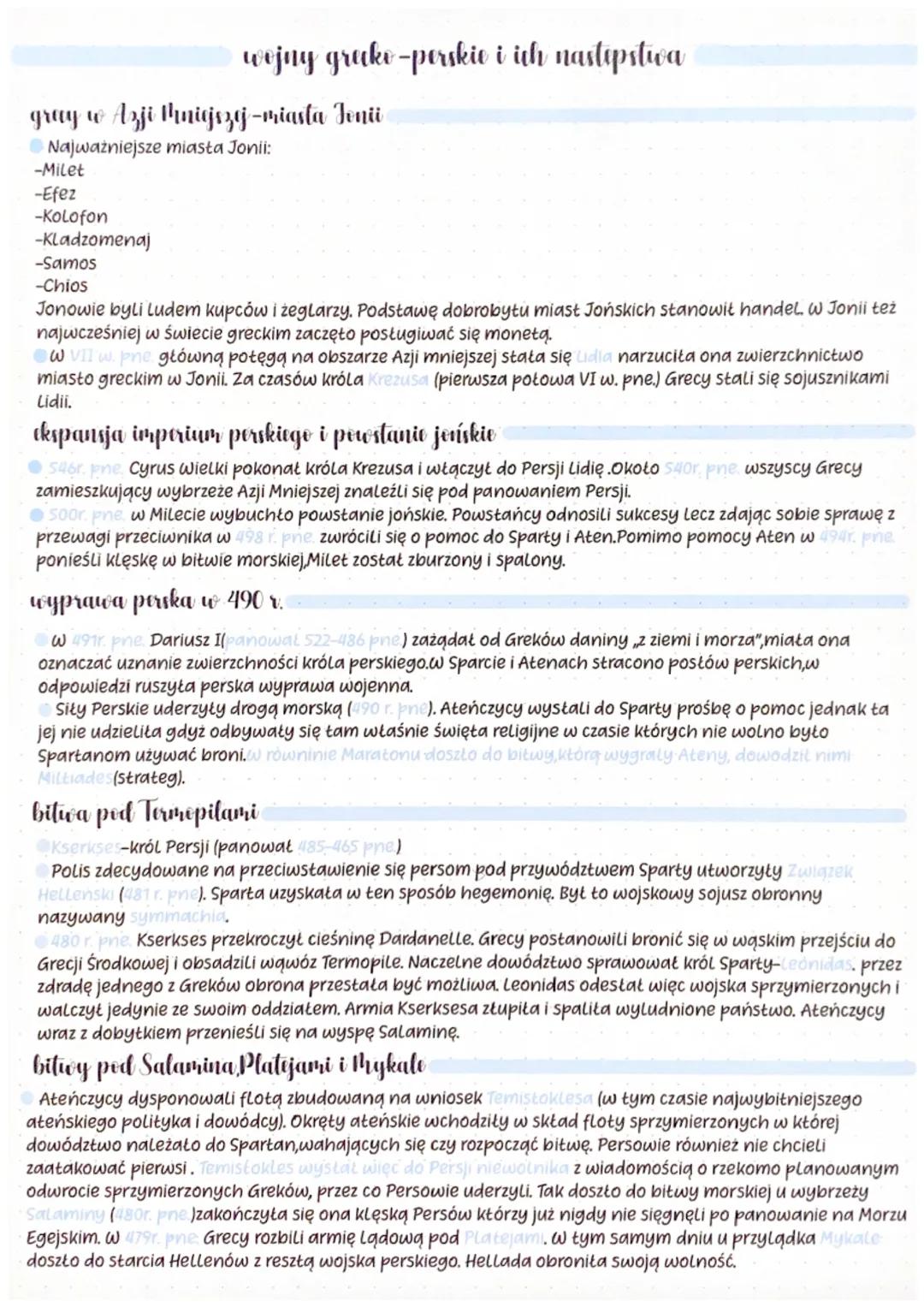 # wojny grako-porskie i ich nastepstiva

gray w Azji thniejszej-miasta Jonii

Najważniejsze miasta Jonii:

-Milet

-Efez

-Kolofon

-Kladzom