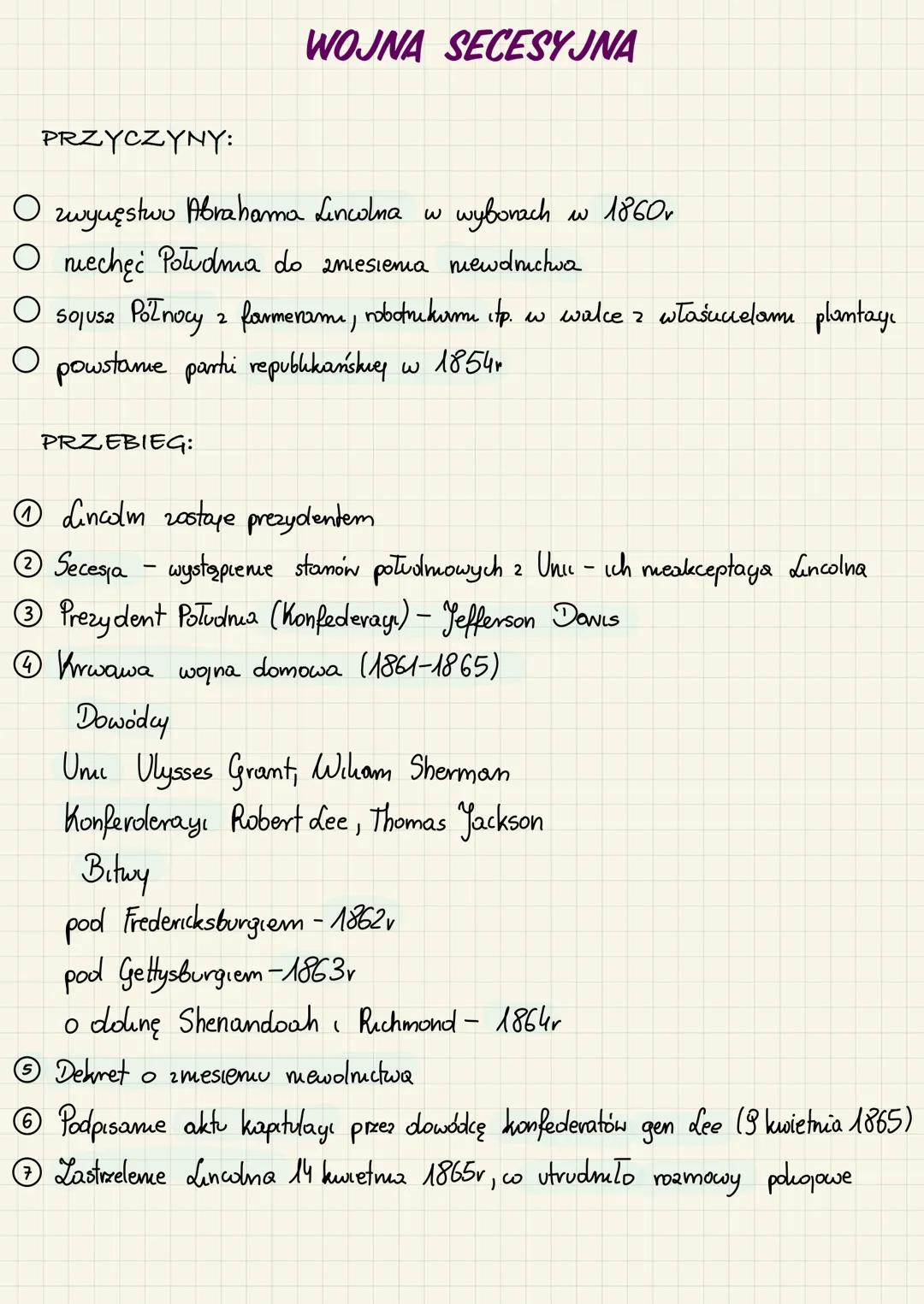 Wojna secesyjna: skutki gospodarcze i społeczne oraz rola Abrahama Lincolna