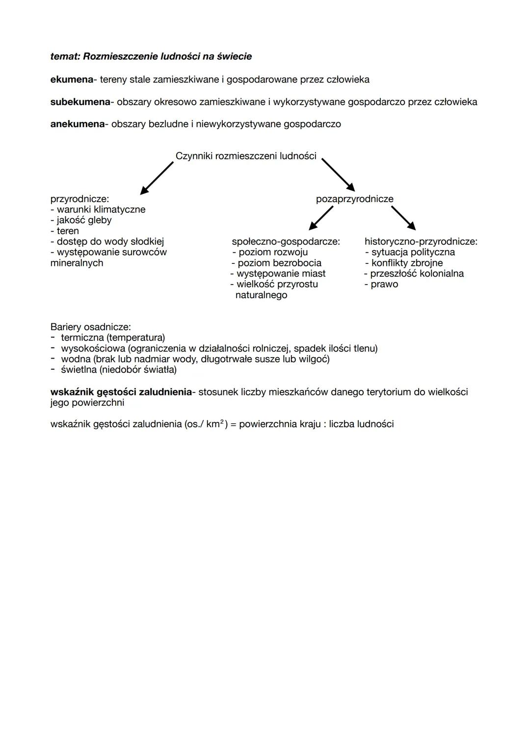 temat: Rozmieszczenie ludności na świecie
ekumena- tereny stale zamieszkiwane i gospodarowane przez człowieka
subekumena- obszary okresowo z