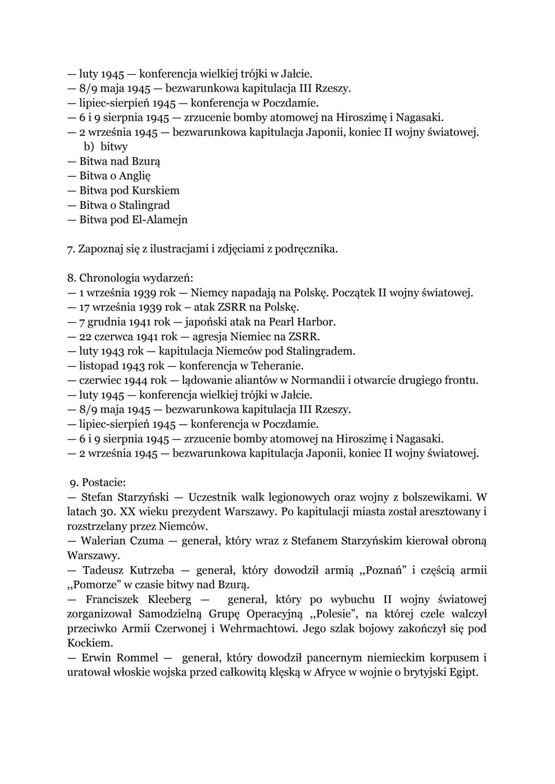 POWTÓRZENIE WIADOMOŚCI Z DZIAŁU “II WOJNA ŚWIATOWA"
1. Postanowienia konferencji Teherańskiej dotyczące:
a) państwa Polskiego
Ustalono nową 