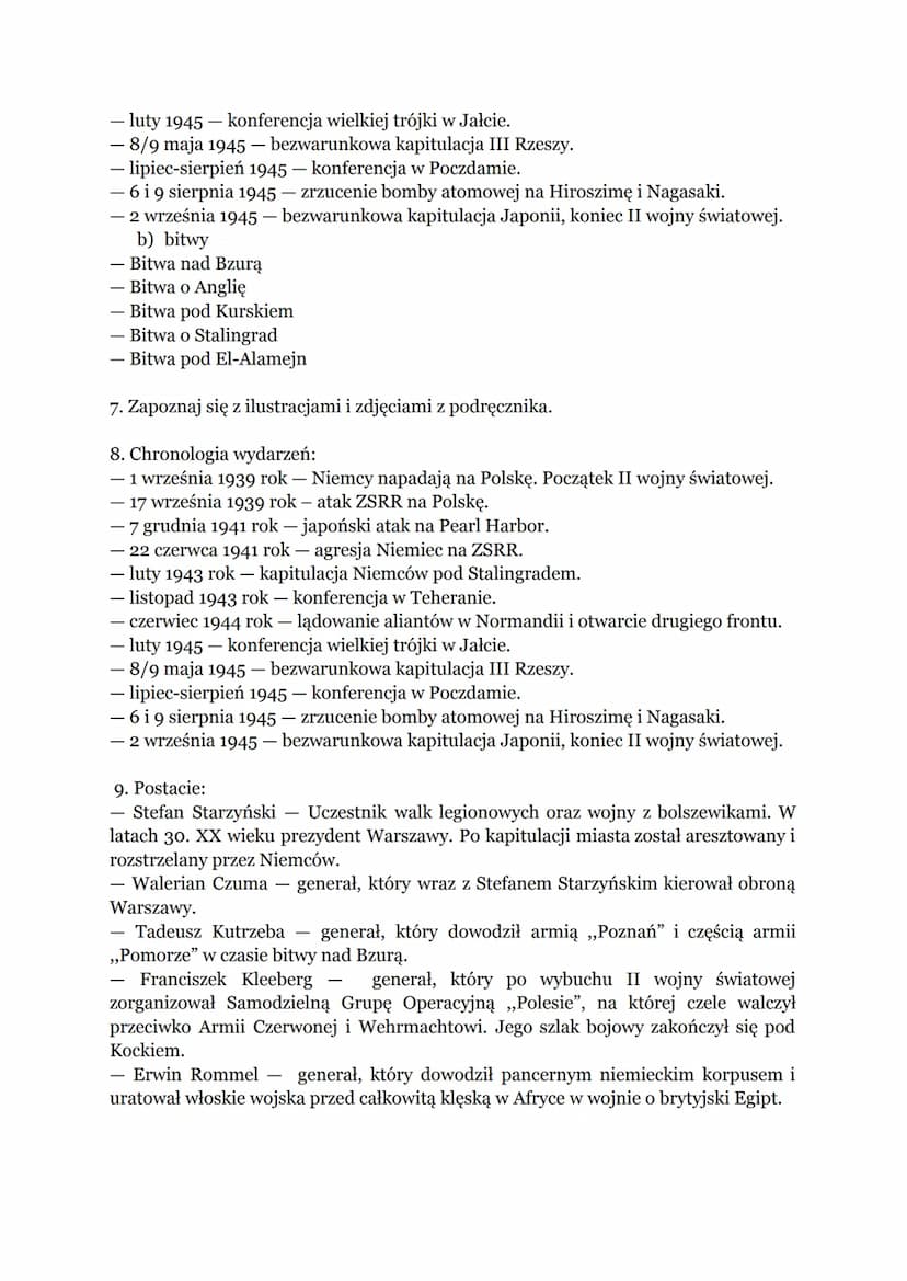 POWTÓRZENIE WIADOMOŚCI Z DZIAŁU “II WOJNA ŚWIATOWA"
1. Postanowienia konferencji Teherańskiej dotyczące:
a) państwa Polskiego
Ustalono nową 
