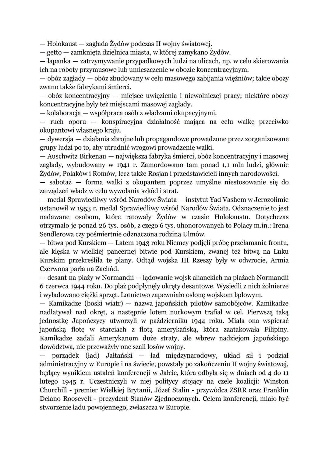 POWTÓRZENIE WIADOMOŚCI Z DZIAŁU “II WOJNA ŚWIATOWA"
1. Postanowienia konferencji Teherańskiej dotyczące:
a) państwa Polskiego
Ustalono nową 