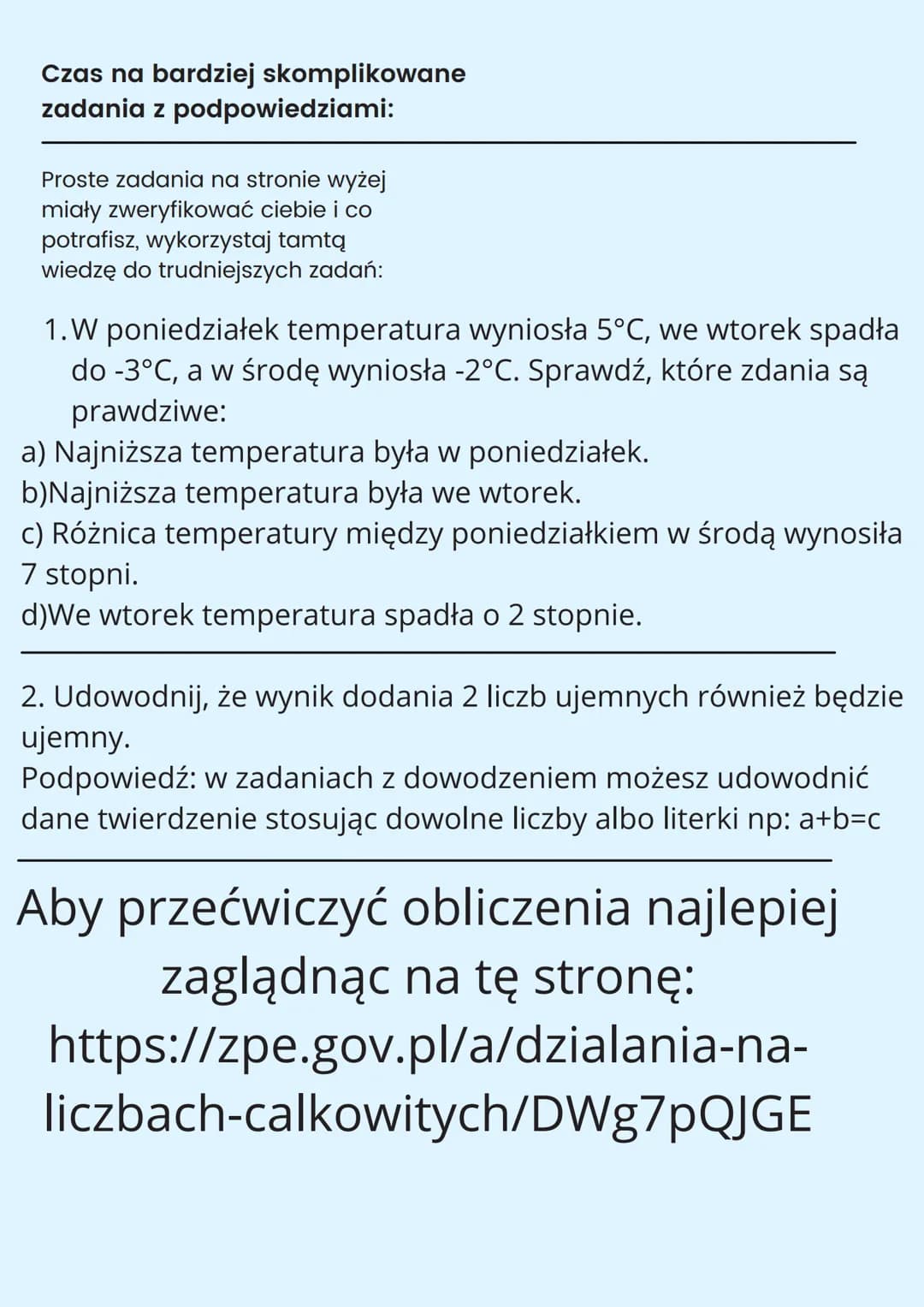 Liczby całkowite
Wprowadzenie
Liczby całkowite to liczby
dodatnie i ujemne. Pierwszą
grupą umiesz już posługiwać się
bezbłędnie, więc czas n