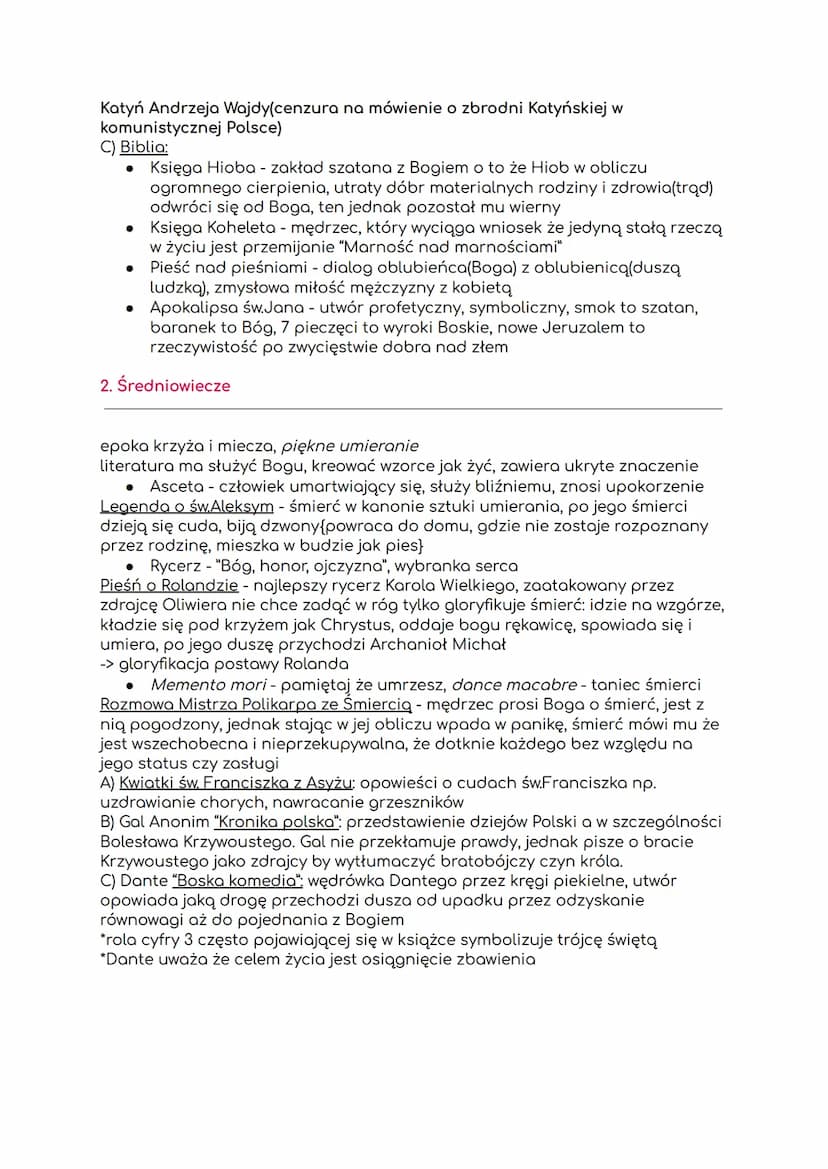 1. Antyk
źródło i fundament kultury europejskiej
dramat antyczny -> zasada trzech jedności
"non-omnis-moriar" - nie wszystek umrę
FILOZOFIA: