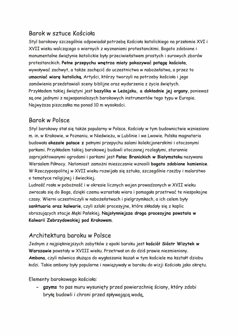 Barok i sarmatyzm
temat 7 dział III notatka
W jakich wiekach była epoka baroku w Europie?
koniec XVI wieku - połowa XVIII wieku to epoka bar