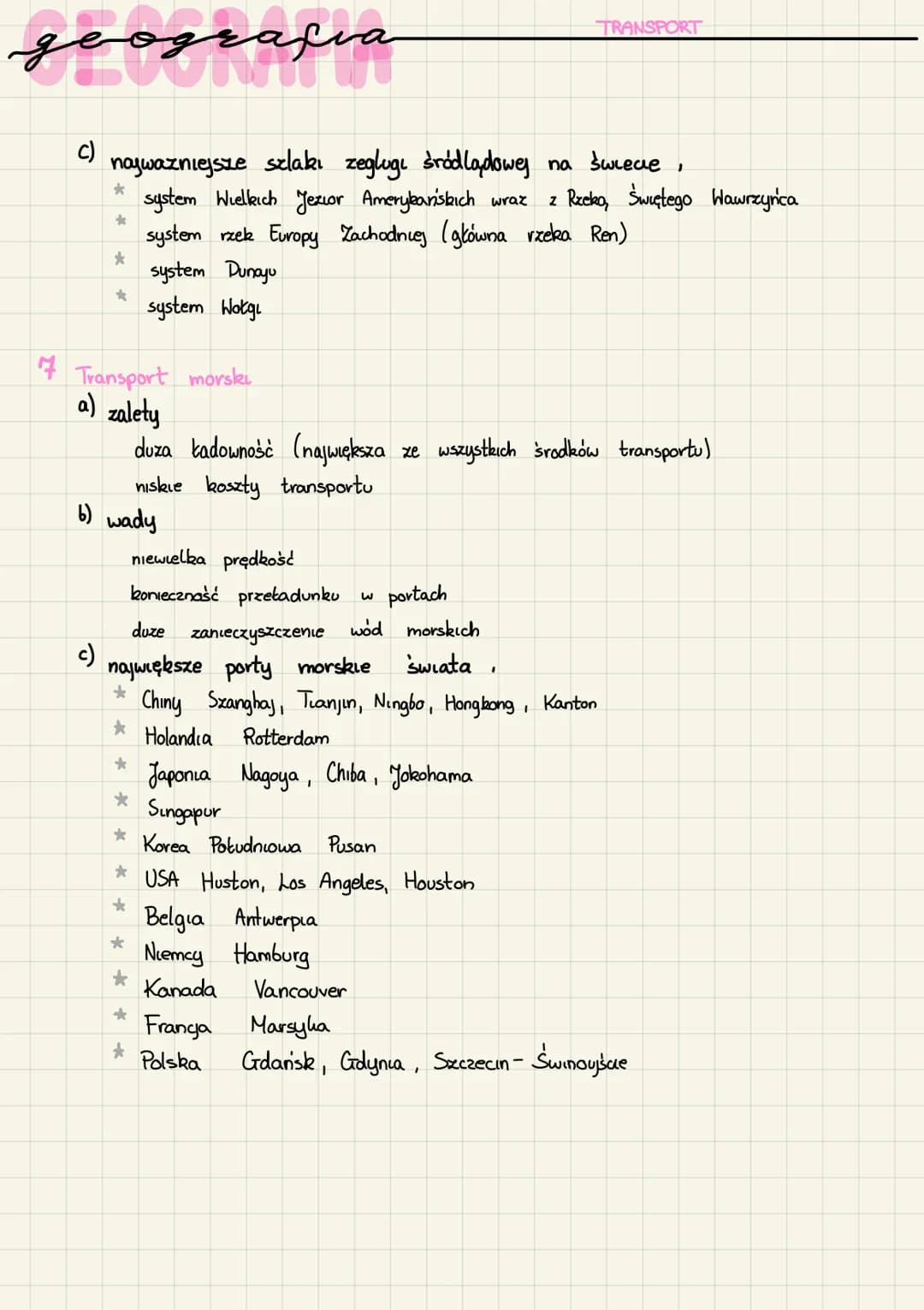 geografia
1 Podział transportu ze względu na i
a) bryterum przedmiotowe
transport osób
transport towarów
transport energ
6) środowisko W
*
*