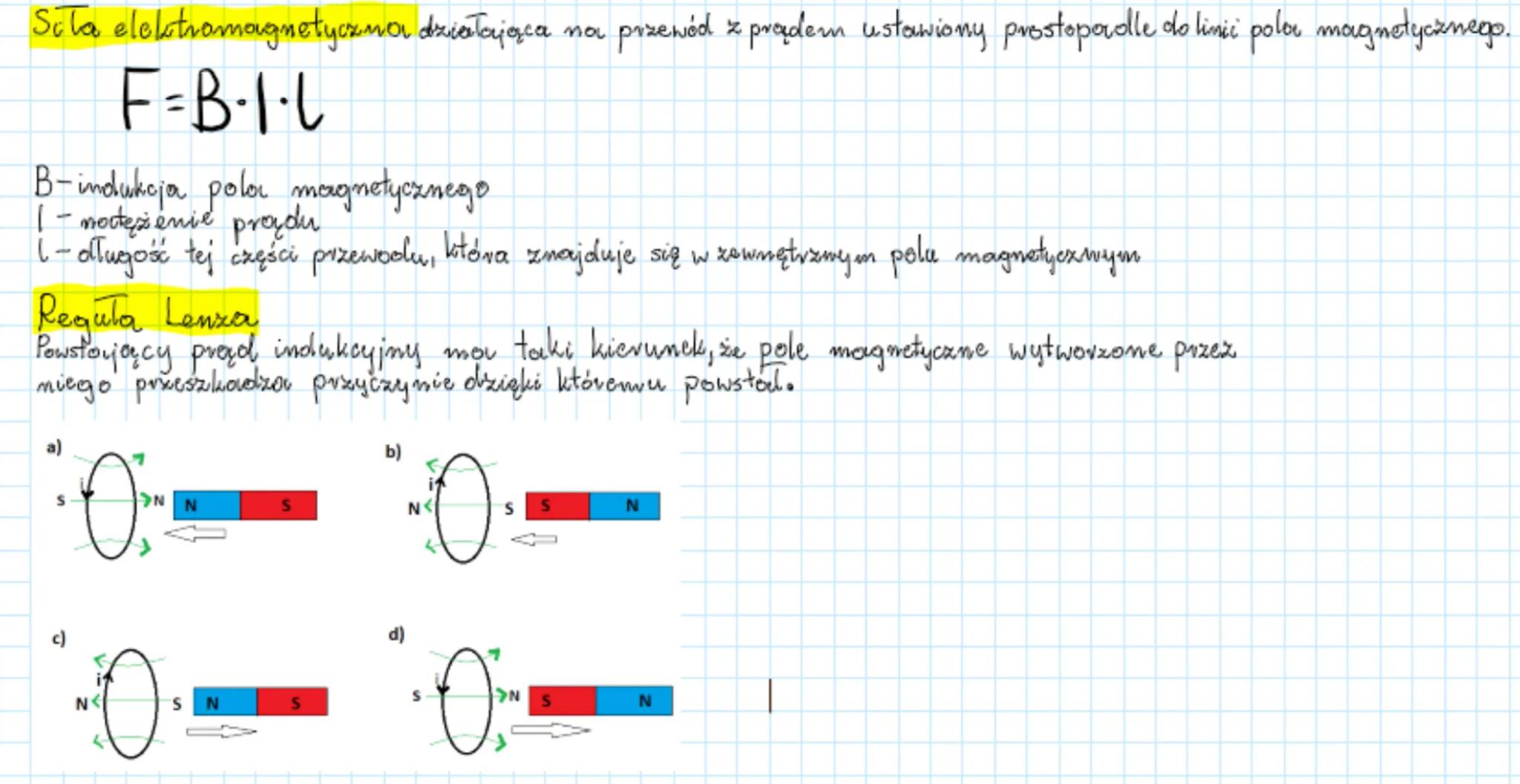 Regula prouve; ottonic.
Określoe zwrot linii pola magnetycznego wokół przewodniker z prodem.
2
+
7 Keink ustawiony wzdłuż przewodnika zgodni