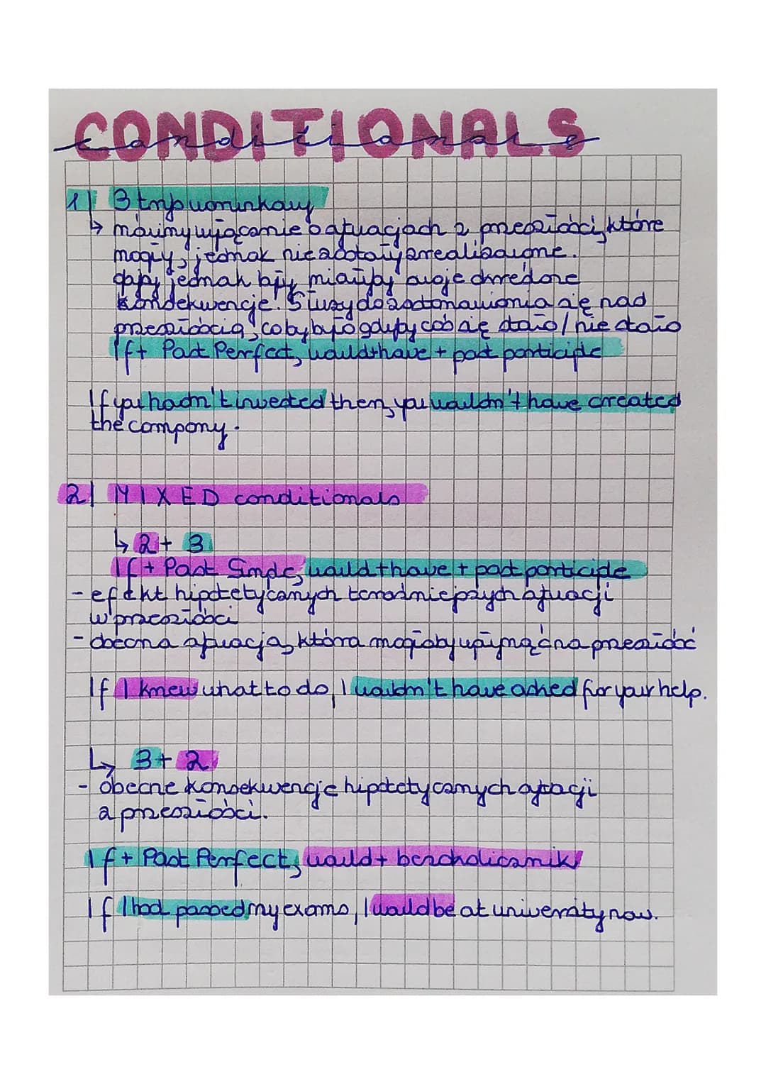 CONDITIONALS
17 3 tmp uominkary
19 mauny wacanie o atuacjach a pressioci ktore
mogly, jednak nicacototy arealiscione.
dapy jednah bay miatip