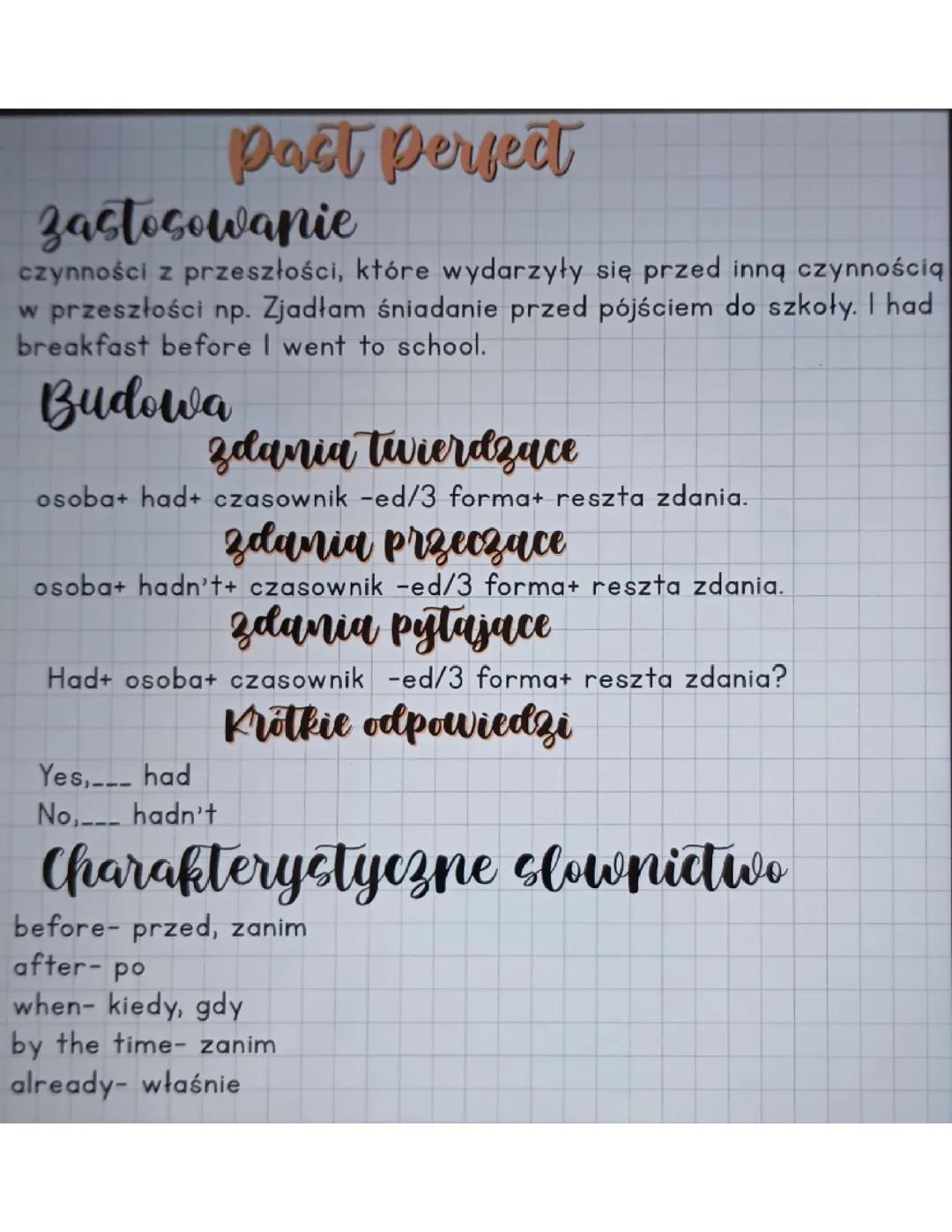 Past Perfect Tense - Przydatne informacje