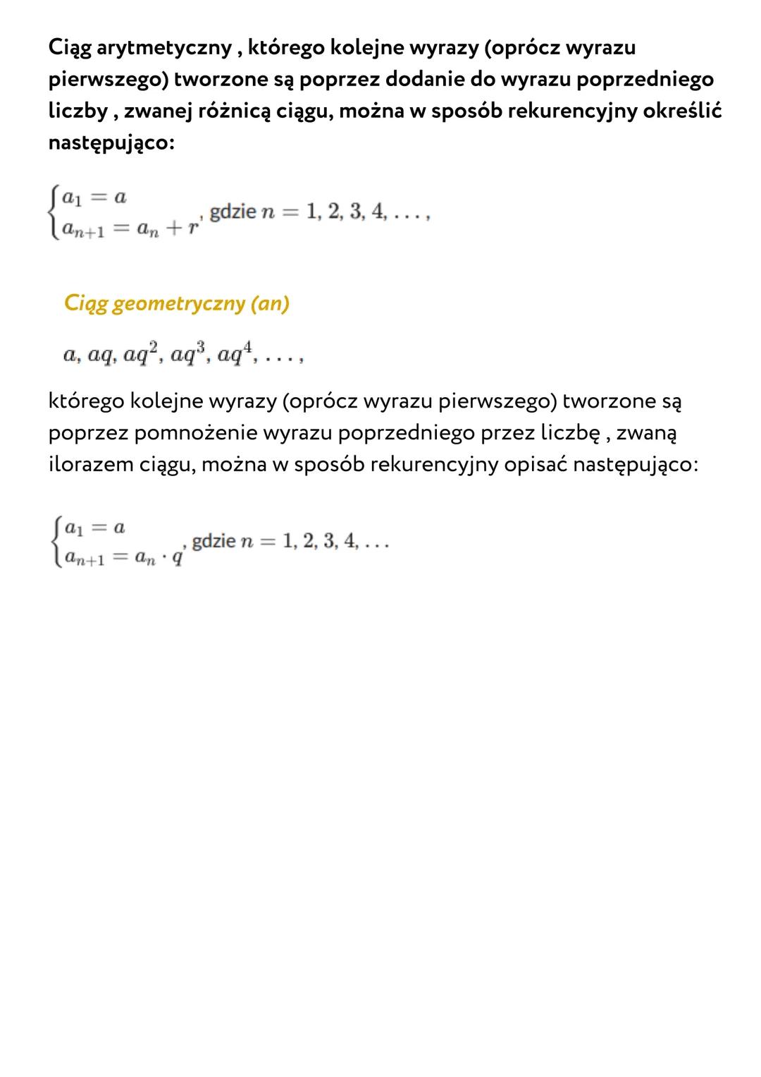 # Ciągi określone rekurencyjnie

Ważnym sposobem opisywania ciągów jest podanie wzoru
rekurencyjnego. Wzór rekurencyjny tworzymy w ten sposó