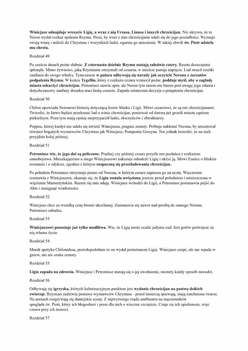 Quo Vadis Henryka Sienkiewicza to powieść historyczna opisująca prześladowania pierwszych chrześcijan
oraz rozwój ich religii.
Akcja Quo Vad