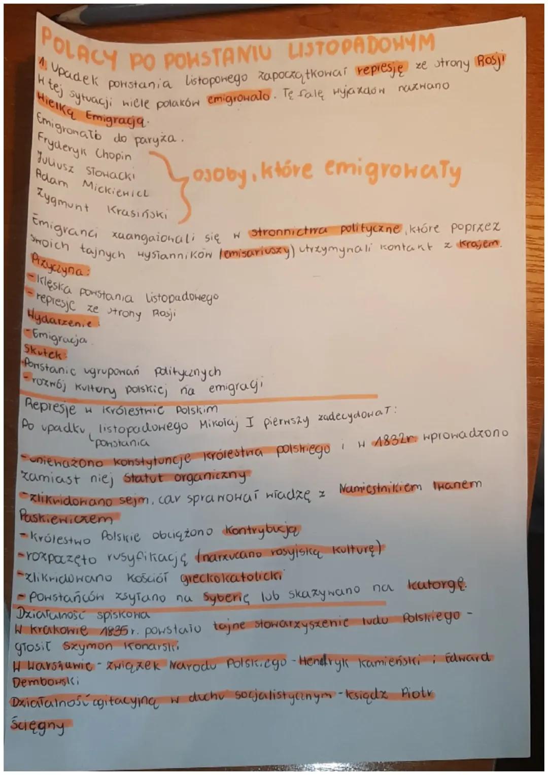 Polacy po powstaniu listopadowym. 